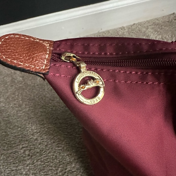 NEW Longchamp small tote bag burgundy nylon - Picture 5 of 14
